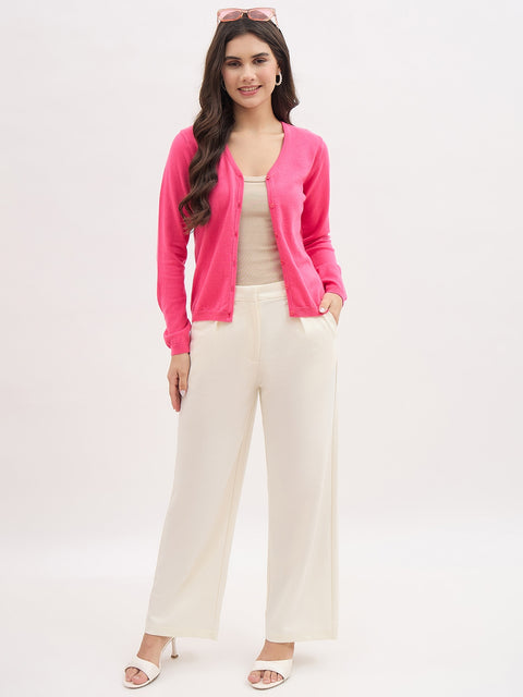 Madame V Neck Pink Cardigan