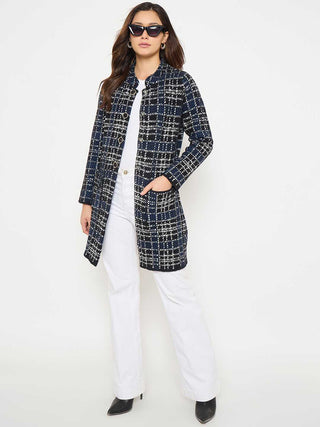 Madame Checkered Long Cardigan