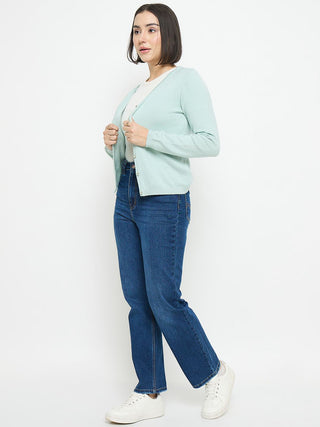 Madame V Neck Green Cardigan