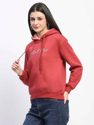 Madame Print And Handwork Red Hooded Sweatshirt
