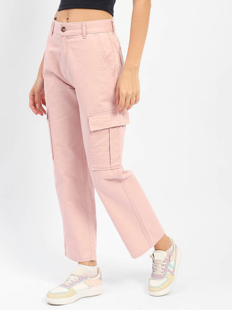 Madame Solid Pink Cargo Jeans