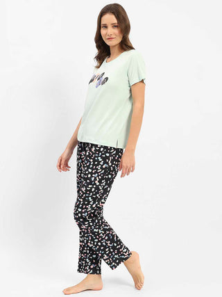 mSECRET Printed T-Shirt with Pajamas Nightsuit Set