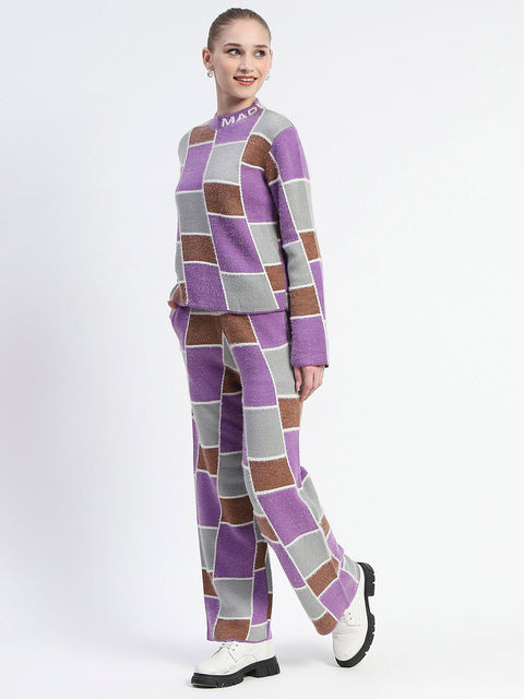 Madame Mauve Buffalo Check Print Top And Bottom Co-Ord Set