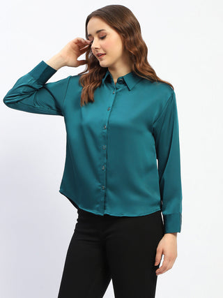 Madame Teal Button Down Shirt