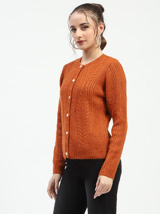 Madame Orange Button-Up Cardigan