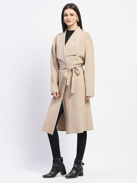 Madame Shawl Collared Camel Brown Long Shrug
