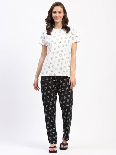 mSECRET Printed Three Piece Night Suit