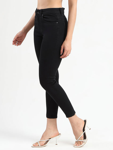 Madame Skinny Fit Black Cotton Blend Jeans