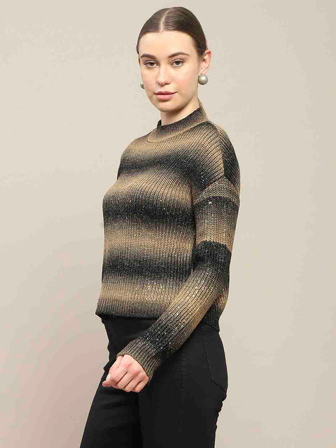 Madame Striped Khaki Sweater