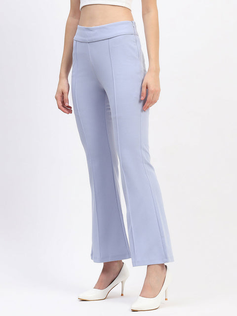 Madame Pleated Elasticated Waist Solid Sky Trousers