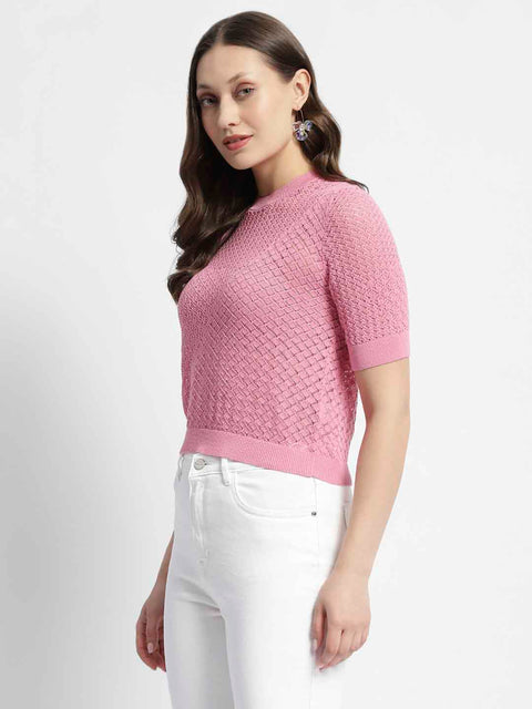 Madame Pink Knitted Crew Neck Top