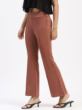 Madame Pleated Solid Rose Trousers