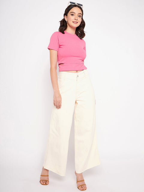 Madame Ivory Flared Cotton Pants