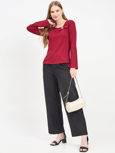 Madame Textured Maroon Top