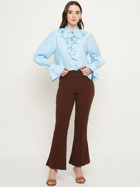 Madame Double Breasted Blue Tencel Blend Top