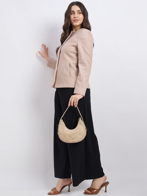 Madame Panelled Dark Beige Short Coat