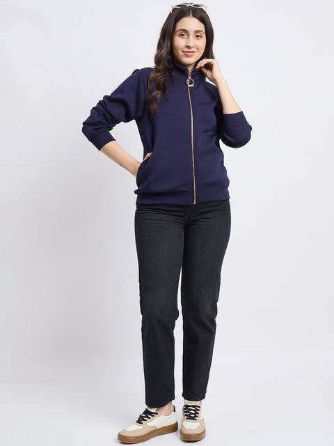 Madame Solid Dark Navy Sweatshirt