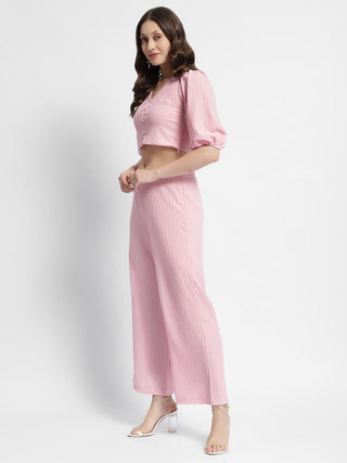 Madame Pink Puffed Sleeve Co-ord Set