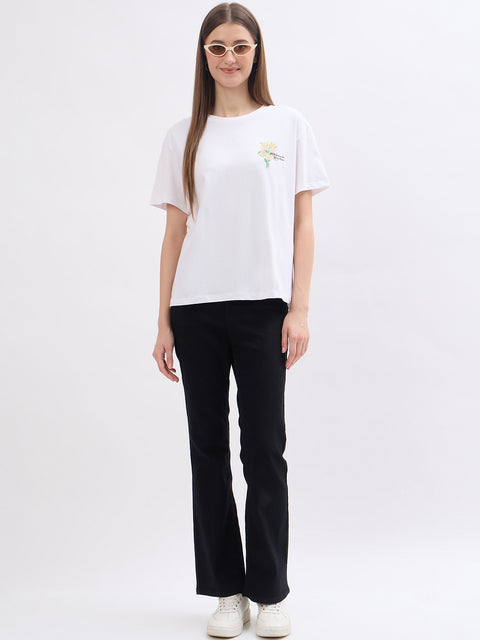 Madame Graphic Print White Cotton T-Shirt