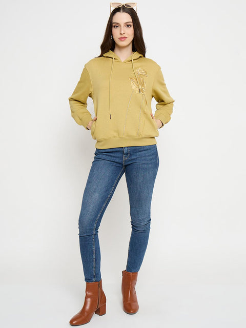 Madame Graphic Print Yellow Cotton Blend Sweatshirt