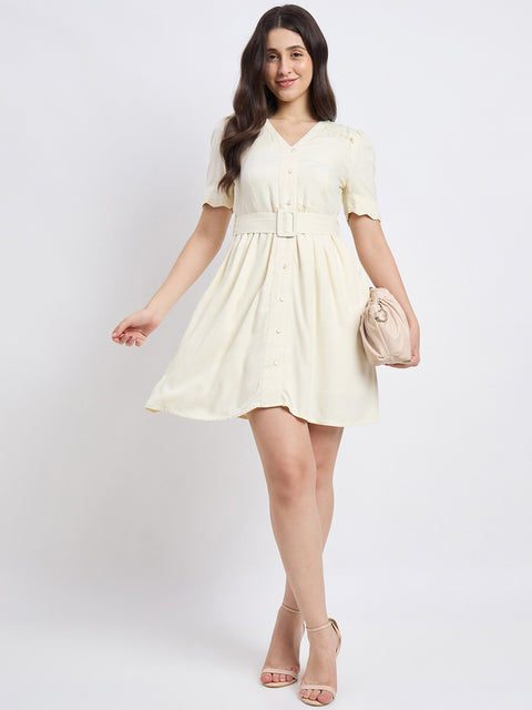 Madame Embroidered Off White Dress