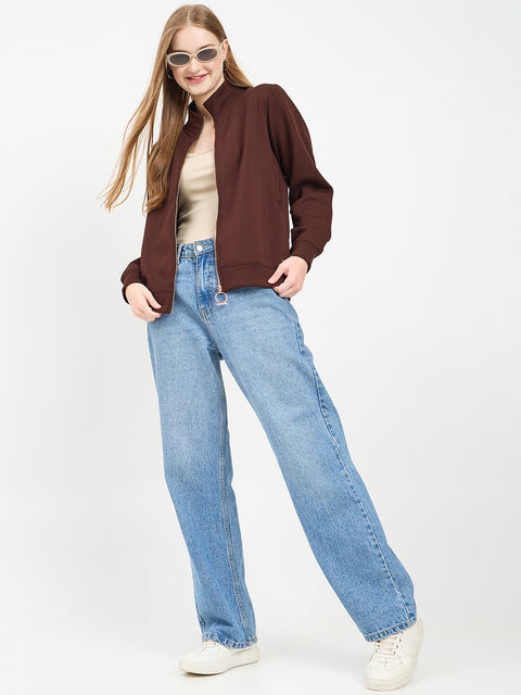 Madame Solid Dark Brown Sweat-Shirt
