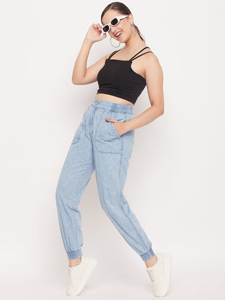 Madame Black Solid Cami Crop Top