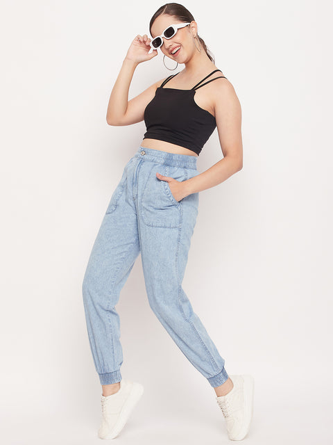Madame Black Solid Cami Crop Top