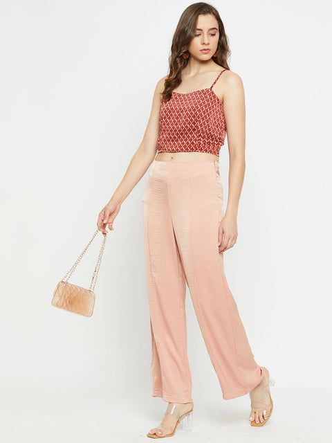 Madame Women Solid Camel Trouser