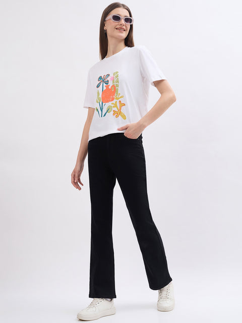 Madame Black Flared Fit Cotton Jeans