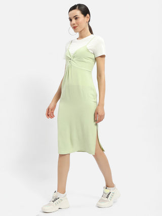 Madame Knotted Pastel Green Midi Dress