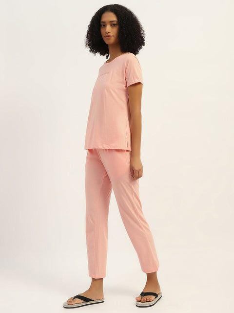 mSECRET Printed Peach Nightsuit Set
