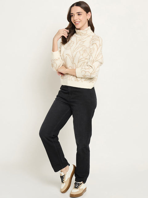 Madame Floral Print Off White Sweater