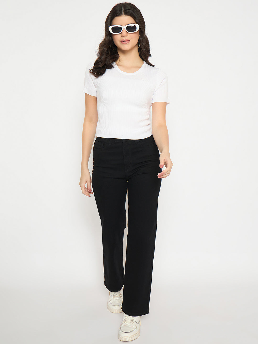 Madame Straight Fit Black Denim Jeans color swatch