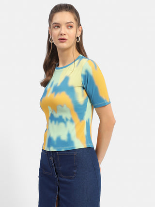 Madame Abstract Print Orange Regular T-Shirt