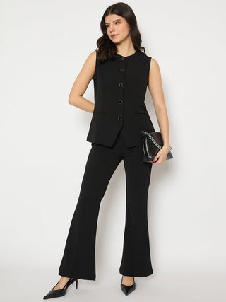 Madame Sleeveless Button Front Black Co-ord Set