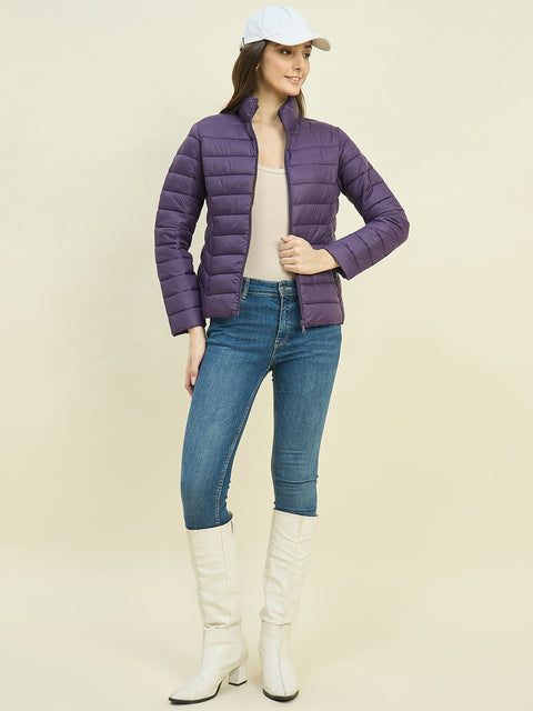 Madame Quilted Purple Puffer Jacket