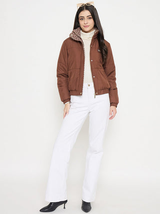 Madame Disney Printed Quilted Brown Puffer Jacket