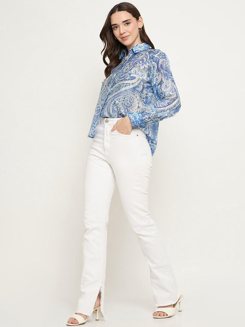 Madame Paisley Print Blue Shirt