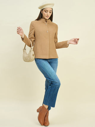 Madame Khaki Mock Neck Coat