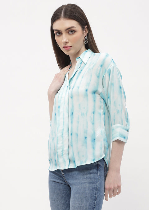 Madame Tie-Dye Aqua Blue Regular Top