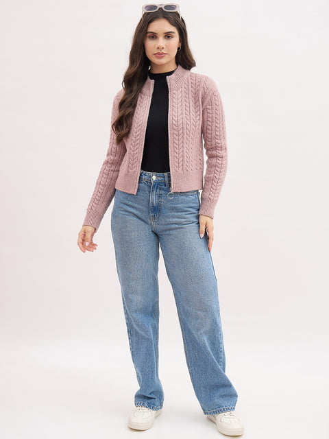 Madame Mauve Fancy Zipper Sweater