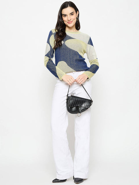 Madame Geometric Print Multicolor Knitted Top