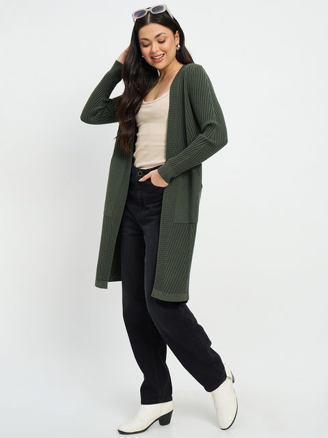 Madame Olive Green Knit Long Shrug