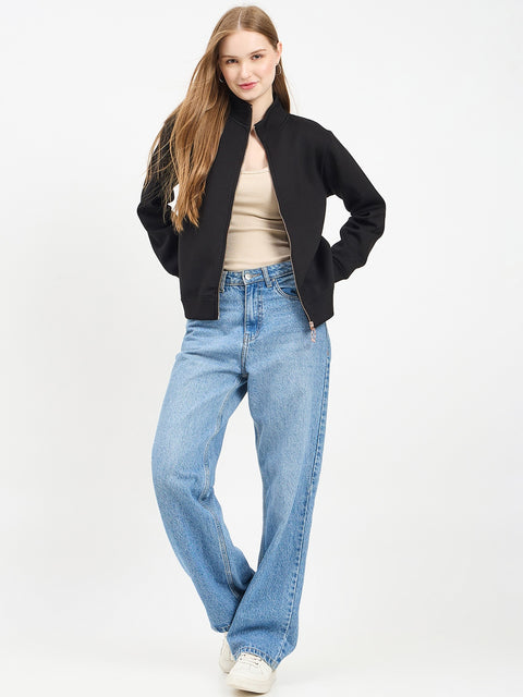 Madame Solid Black Sweat-Shirt