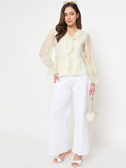 Madame Green Rayon Blend Cotton Top