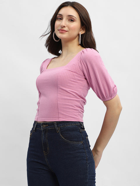 Madame Criss-Cross Back Pink Textured Top