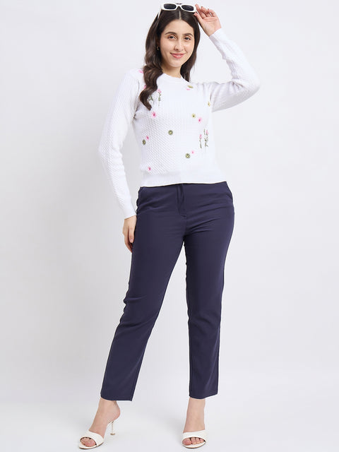Madame White Cotton Knit Top