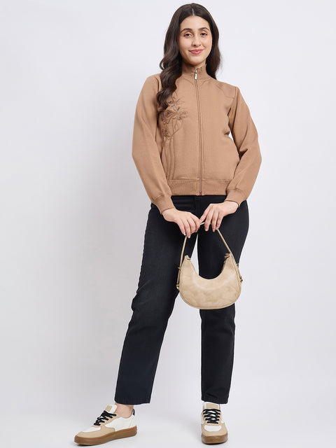 Madame Embroidered Beige Sweatshirt