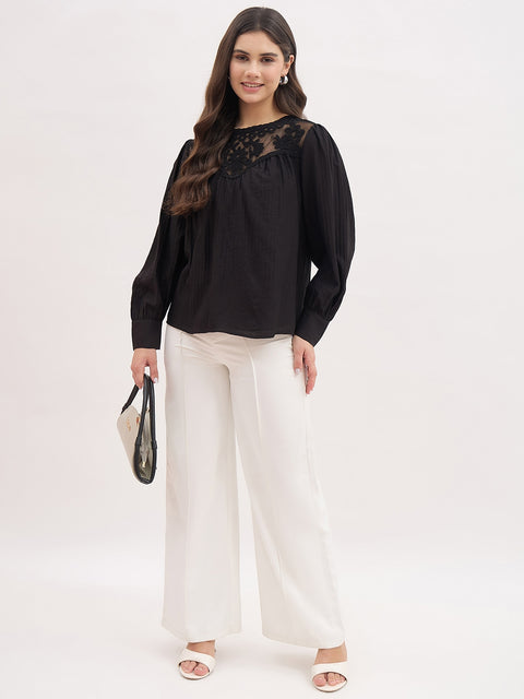 Madame Lace Detailing Rayon Blend Top
